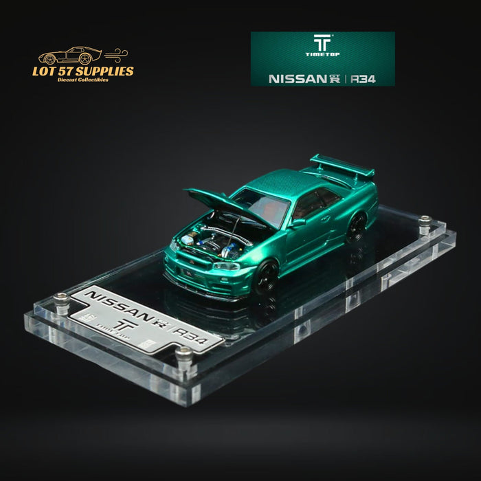(Pre-Order) TimeTop Nissan Skyline GTR-R34 Metallic Green Carbon Gift box Edition 1:64 TT643428 - Just $44.99! Shop now at Retro Gaming of Denver