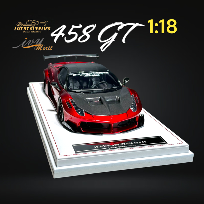 IVY MERIT 458 GT Metallic Red Carbon Hood LBWK LB Silhouette Resin 1:18 Scale - Just $369.99! Shop now at Retro Gaming of Denver