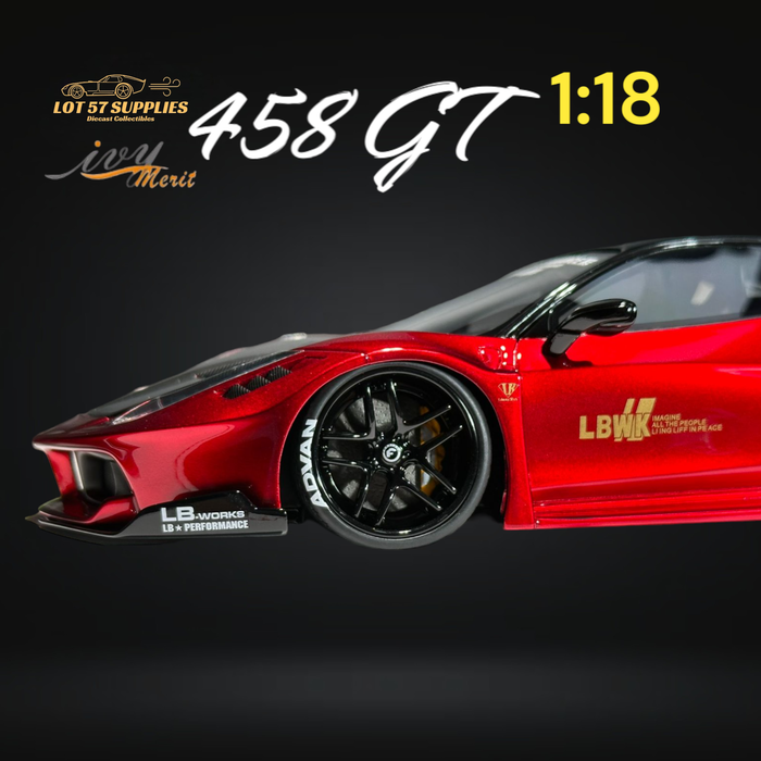 IVY MERIT 458 GT Metallic Red Carbon Hood LBWK LB Silhouette Resin 1:18 Scale - Just $369.99! Shop now at Retro Gaming of Denver