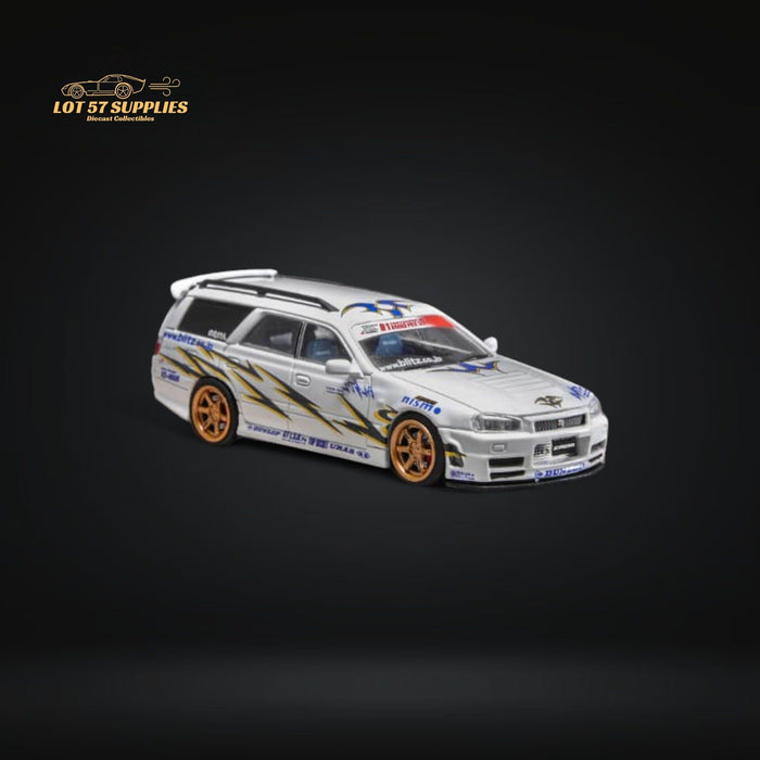 Zoom Nissan Stagea R34 Wagon Blitz White Livery 1:64 - Just $33.99! Shop now at Retro Gaming of Denver