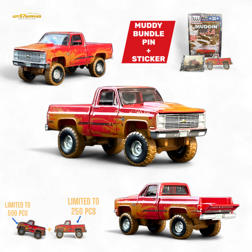 Auto World 1983 Chevrolet Silverado K10 4x4 Muddy LIFTED Squarebody 1:64 BUNDLE 1:64 - for just $24.99! 