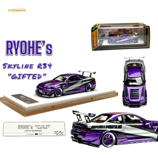 Error404 X LOT 57 Exclusive RYOHE's Skyline R34 "GIFTED" Resin 1:64 - for just $79.99! 