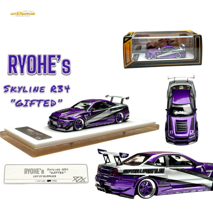 Error404 X LOT 57 Exclusive RYOHE's Skyline R34 "GIFTED" Resin 1:64 - for just $79.99! 
