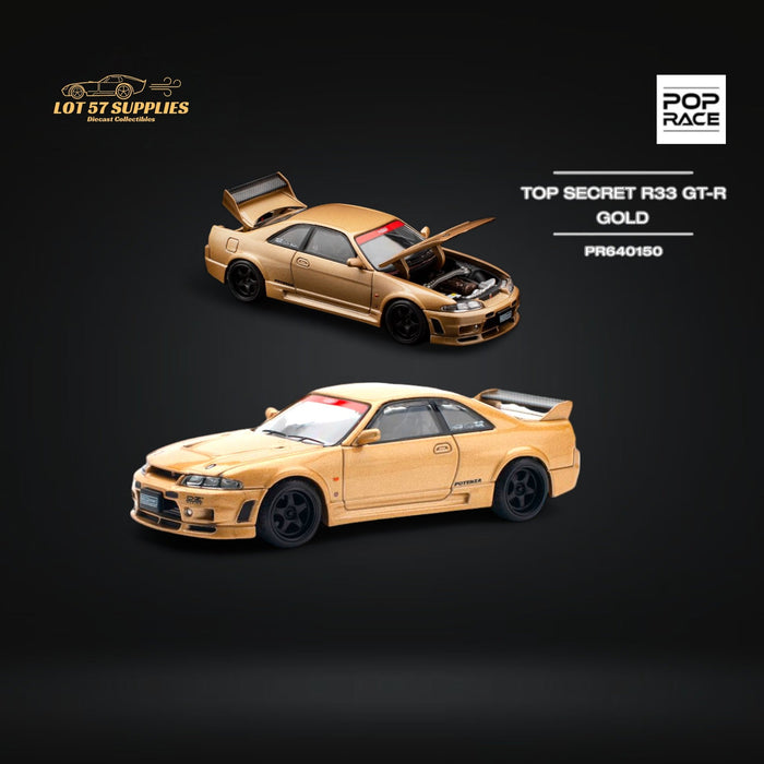 (Pre-Order) Pop Race Nissan Skyline GT-R R33 Top Secret Gold 1:64 - for just $19.99! 