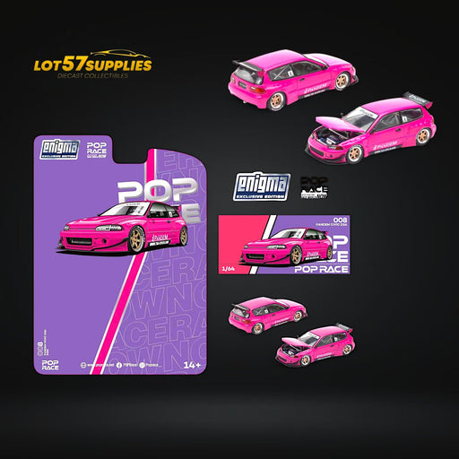 (Pre-Order) Pop Race x Enigma Civic EG6 Pandem Rocket Bunny Pink Color 1:64 (BLISTER) - for just $29.99! 