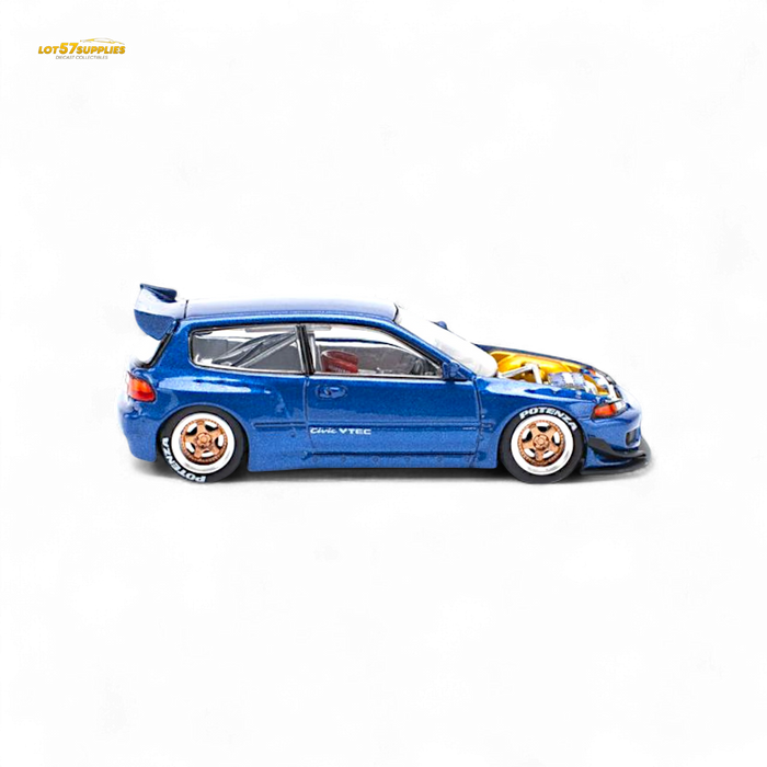 Pop Race Pandem Civic EG6 Metallic Blue w/ Openable hood 1:64 - for just $22.99! 