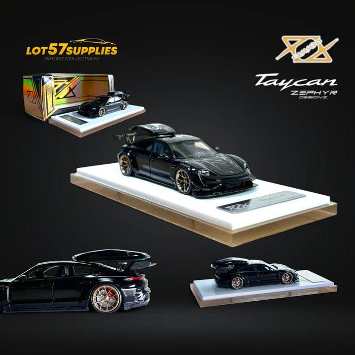 Error404 X Zephyr Designz Taycan in Black with Roof Box 1:64 - for just $74.99! 
