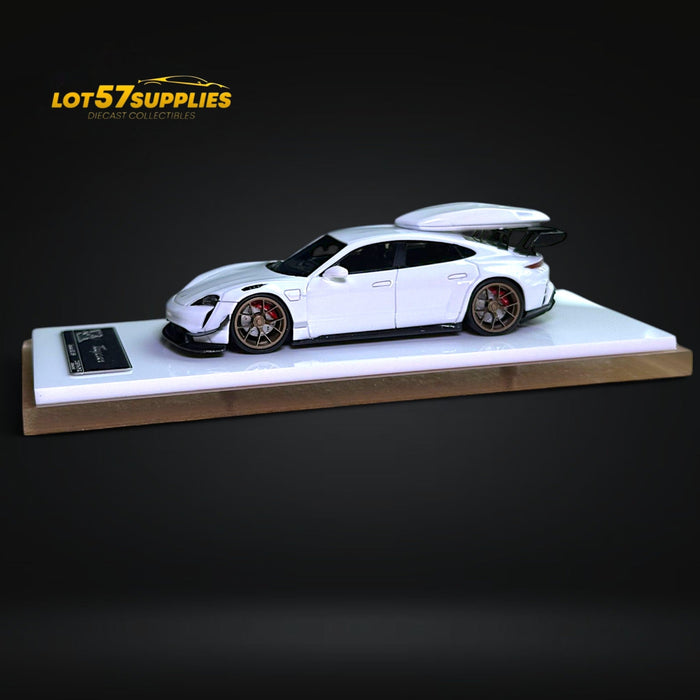 Error404 X Zephyr Designz Taycan in White with Roof Box 1:64 - for just $74.99! 