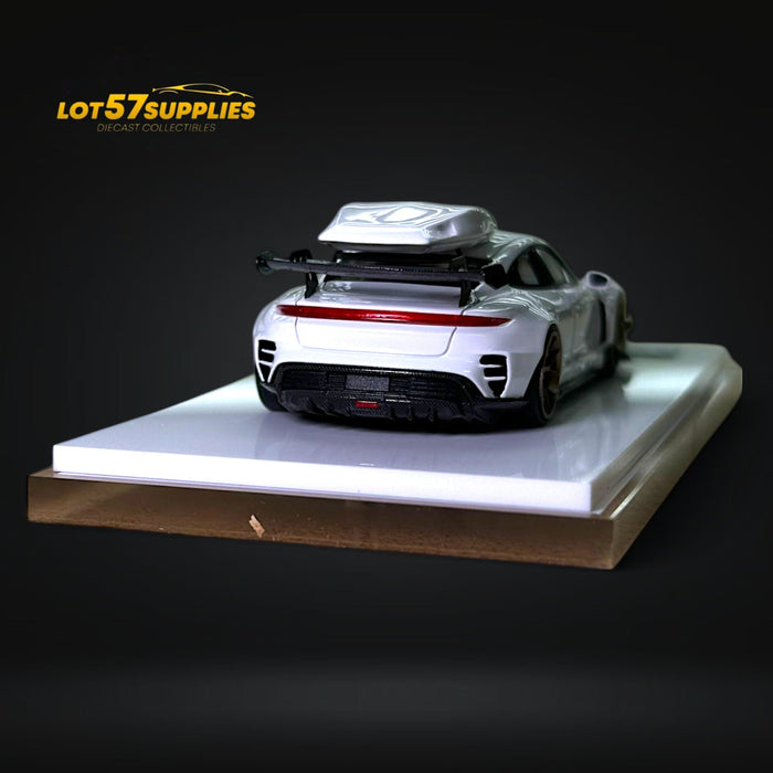 Error404 X Zephyr Designz Taycan in White with Roof Box 1:64 - for just $74.99! 