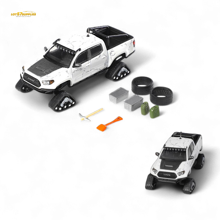 GCD Toyota TACOMA SNOW VERSION in White & 3PMSF Tires 1:64 - for just $39.99! 