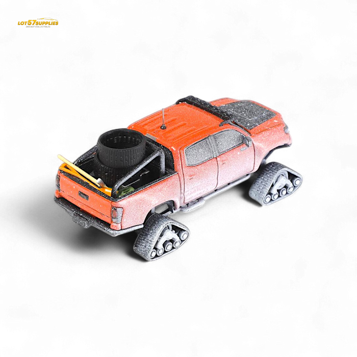 GCD Toyota TACOMA SNOW VERSION in Orange Red - Snow Effect & 3PMSF Tires 1:64 - for just $39.99! 
