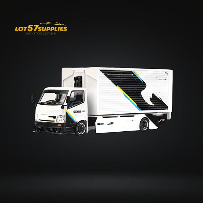 MicroTurbo HINO 300 Custom Box Truck White - Black Livery 1:64 - for just $44.99! 