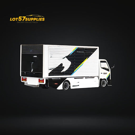 MicroTurbo HINO 300 Custom Box Truck White - Black Livery 1:64 - for just $44.99! 