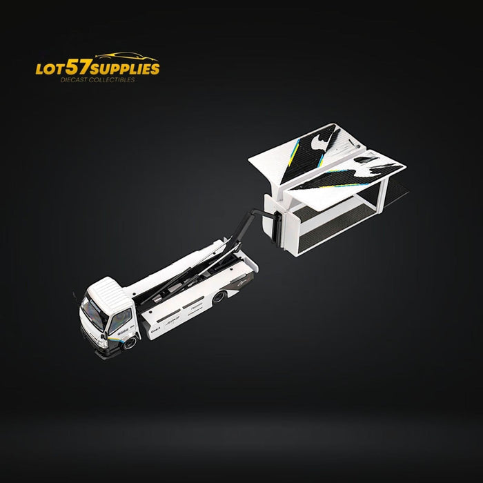 MicroTurbo HINO 300 Custom Box Truck White - Black Livery 1:64 - for just $44.99! 