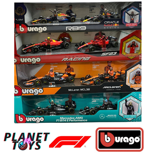 Bburago Formula One Racing 1:24 scale Race Cars with Driver Figures 2-Pack - for just $58.99! 