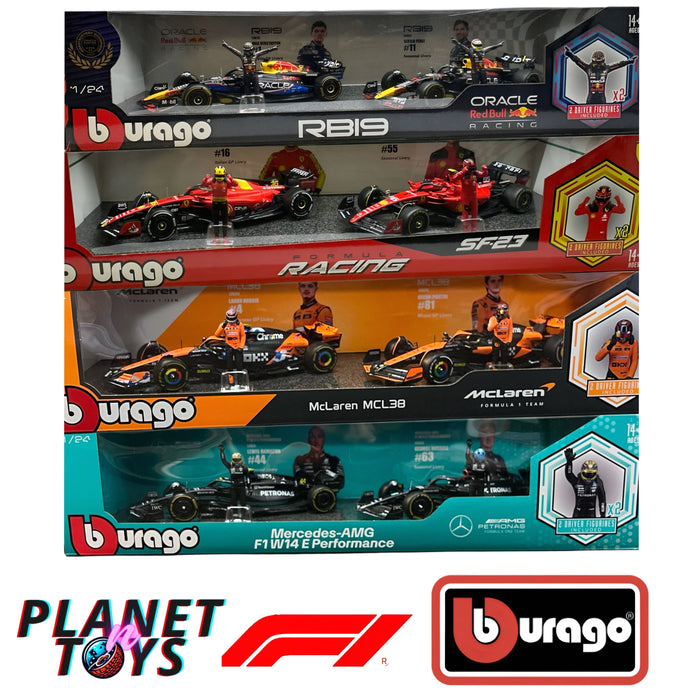 Bburago Formula One Racing 1:24 scale Race Cars with Driver Figures 2-Pack - for just $58.99! 