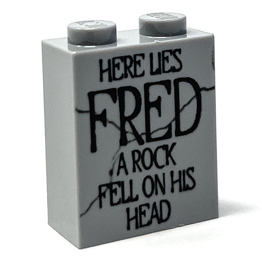 Here Lies FRED, A Rock Fell on His HEAD Tombstone (Halloween) 1x2x2 Brick (LEGO) - Premium  - Just $2! Shop now at Retro Gaming of Denver