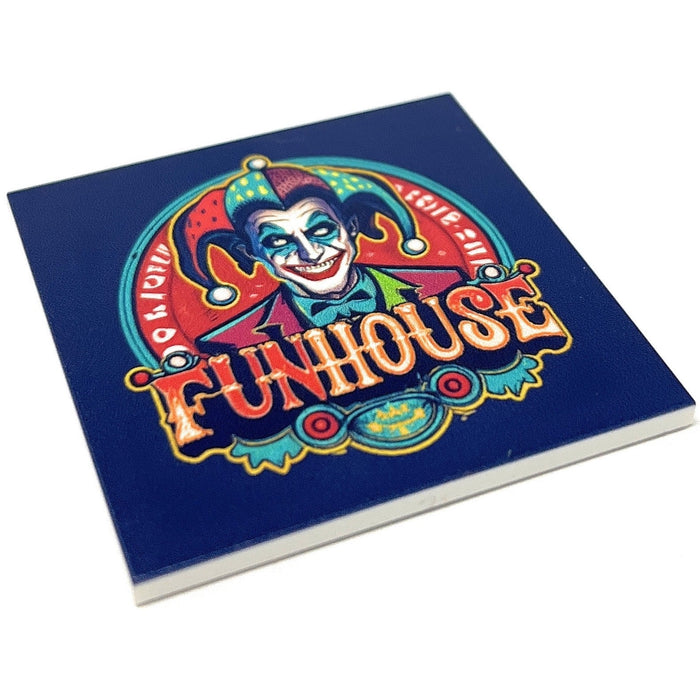 Joker's Funhouse Vintage 6x6 Sign made using LEGO parts - Premium Custom Printed - Just $7.99! Shop now at Retro Gaming of Denver