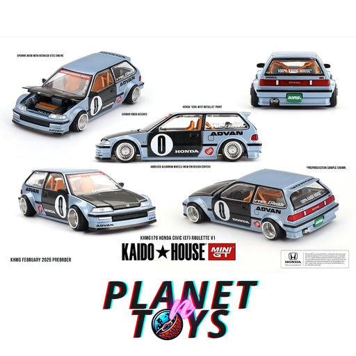 Kaido House x Mini GT 1:64 Honda Civic (EF) Kaido Roulette V1- Light Blue - for just $21.99! 