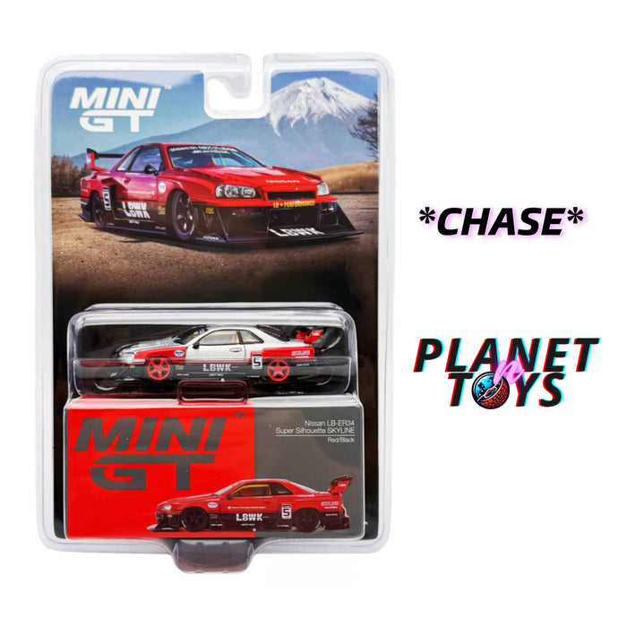 Mini GT 1:64 LBWK Nissan LB-ER34 Super Silhouette Red/Black #843 - for just $15.99! 