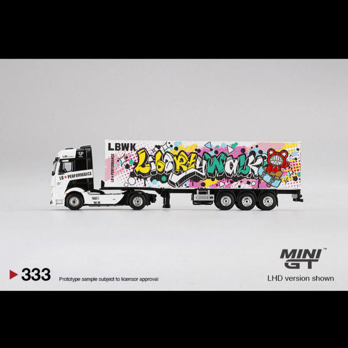 Mini GT 1:64 Mercedes-Benz Actros w/ 40 Ft Container LBWK Kuma Graffiti #333 - for just $139.99! 