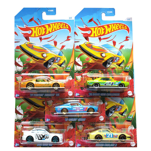 Hot Wheels KROGER Exclusive Holiday EASTER spring RACE SET Bunny Rabbit Tampo (BMW, Nissan, Dodge, Shelby, Pontiac) - for just $16.99! 