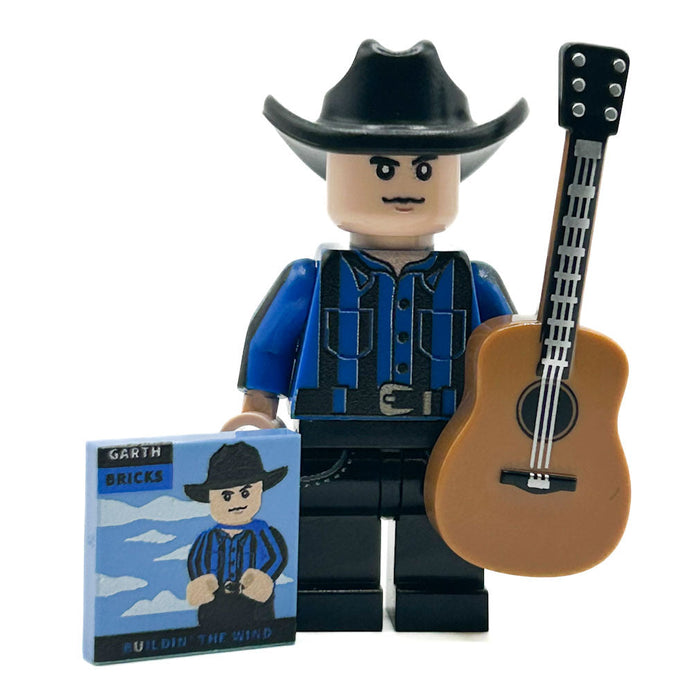 Garth Brooks Musician Minifig (Buildin' the Wind) made using LEGO parts - B3 Customs - Just $27.99! Shop now at Retro Gaming of Denver