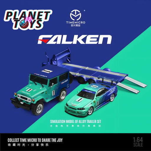 Time Micro 1:64 Trailer Set Falken Toyota Land Cruiser FJ40 & Nissan Skyline GT-R R34 - for just $79.99! 