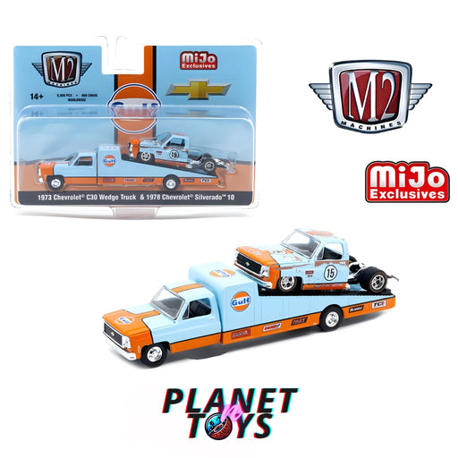 M2 Machines 1:64 1973 Chevrolet C30 Wedge Truck & 1978 Silverado 10 Bedless Gulf - for just $24.99! 
