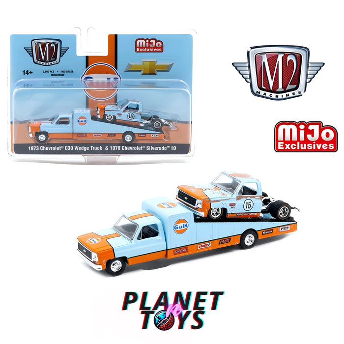 M2 Machines 1:64 1973 Chevrolet C30 Wedge Truck & 1978 Silverado 10 Bedless Gulf - for just $24.99! 