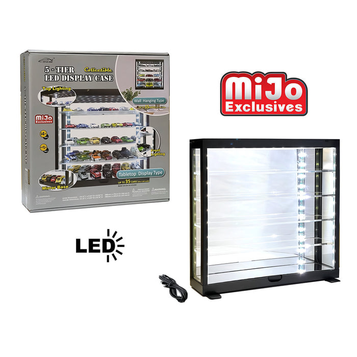 Showcase 1:64 Wall Mount 5 Tiers USB Powered LED Black with Mirror Back – MiJo Exclusives - for just $69.99! 