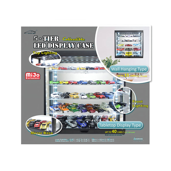 Showcase 1:64 Wall Mount 5 Tiers USB Powered LED Black with Mirror Back – MiJo Exclusives - for just $69.99! 