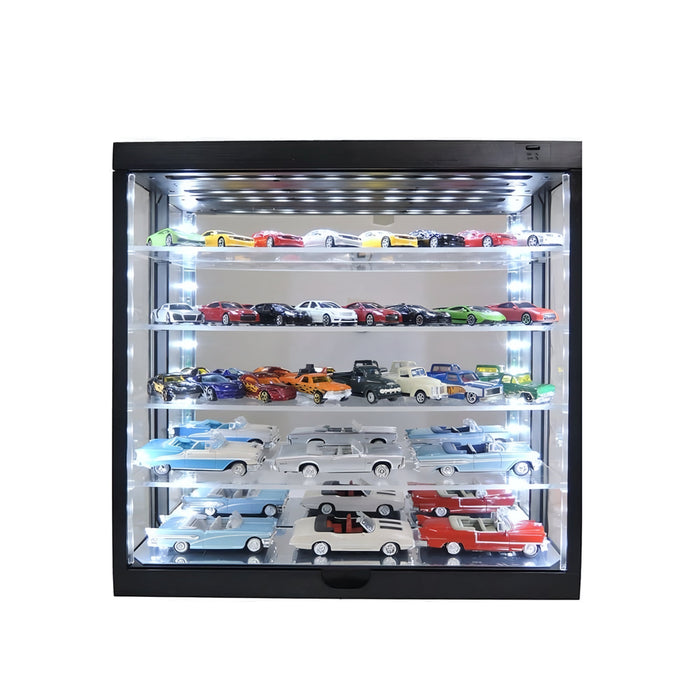 Showcase 1:64 Wall Mount 5 Tiers USB Powered LED Black with Mirror Back – MiJo Exclusives - for just $69.99! 