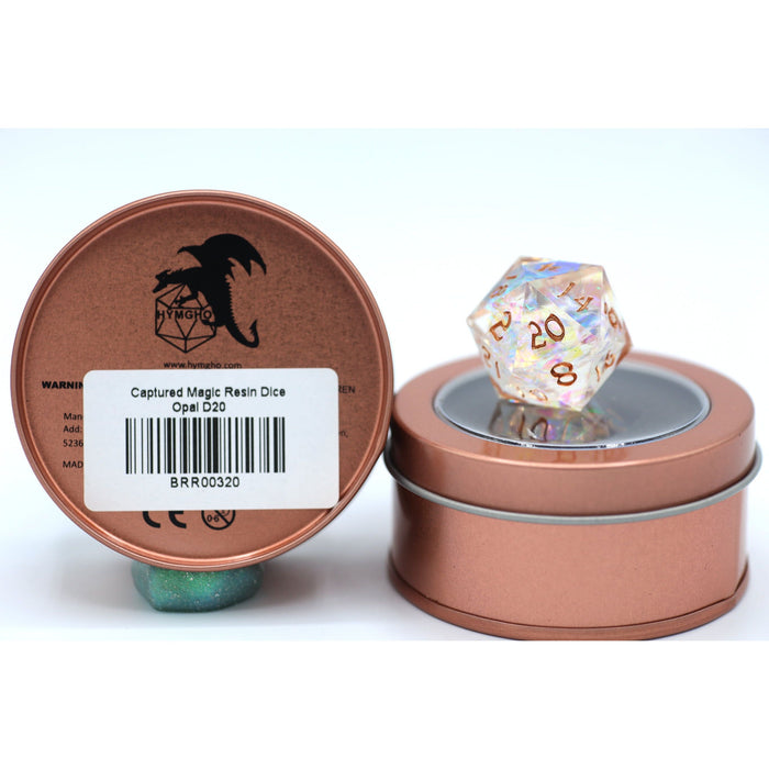 Single Captured Magic Hand Sanded Sharp Edge Resin d20 Dice - Opal - Premium Polyhedral Dice Set - Just $10.99! Shop now at Retro Gaming of Denver