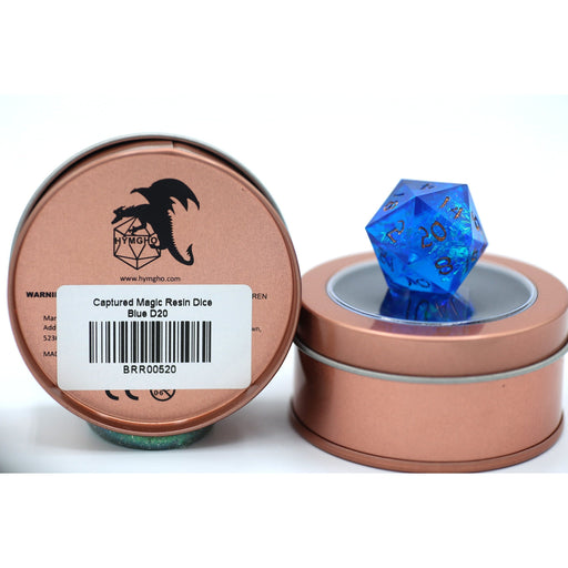 Single Captured Magic Hand Sanded Sharp Edge Resin d20 Dice - Blue - Premium Polyhedral Dice Set - Just $10.99! Shop now at Retro Gaming of Denver