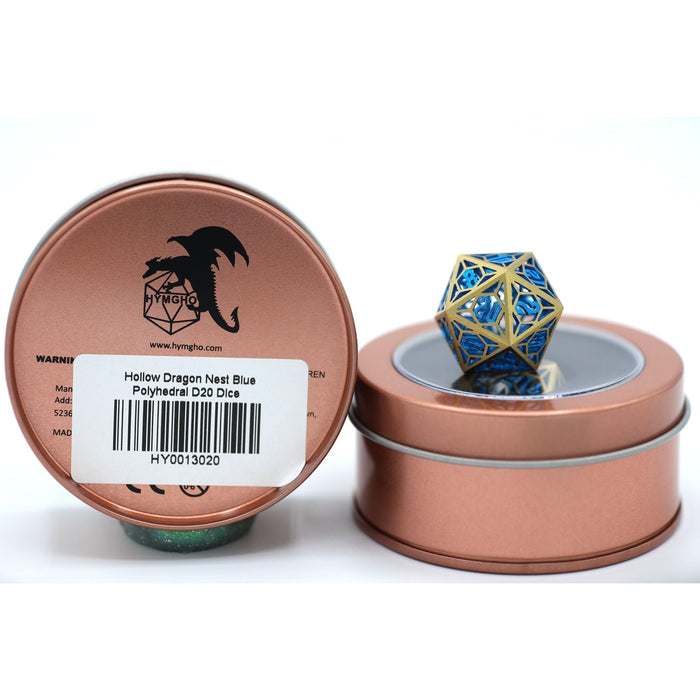 Single Hollow Dragon Nest D20 Dice - Blue and Gold - Premium Polyhedral Dice Set - Just $26.99! Shop now at Retro Gaming of Denver