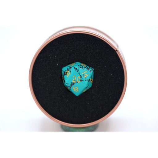 Single Gem Stone D20 Dice - Synthetic Turquoise - Premium Polyhedral Dice Set - Just $26.99! Shop now at Retro Gaming of Denver