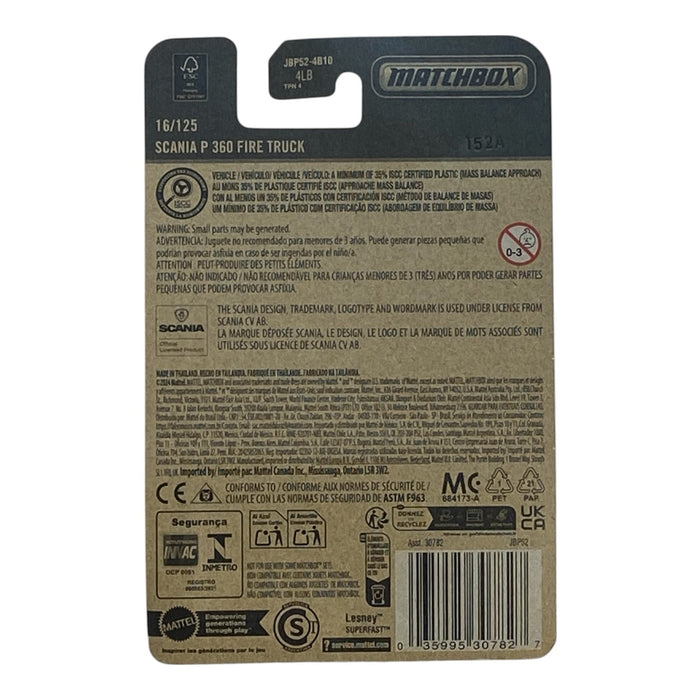 Matchbox Scania P 360 Fire Truck - 2025 Matchbox Series 16/125 - for just $1.79! 