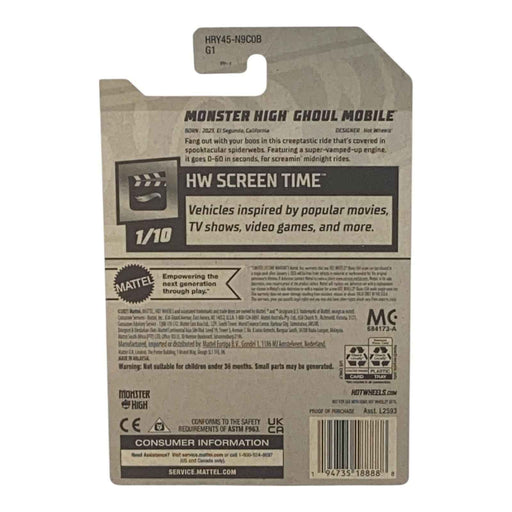 Hot Wheels Monster High Ghoul Mobile - Screen Time Series 1/10 (Ver 1) - for just $1.79! 