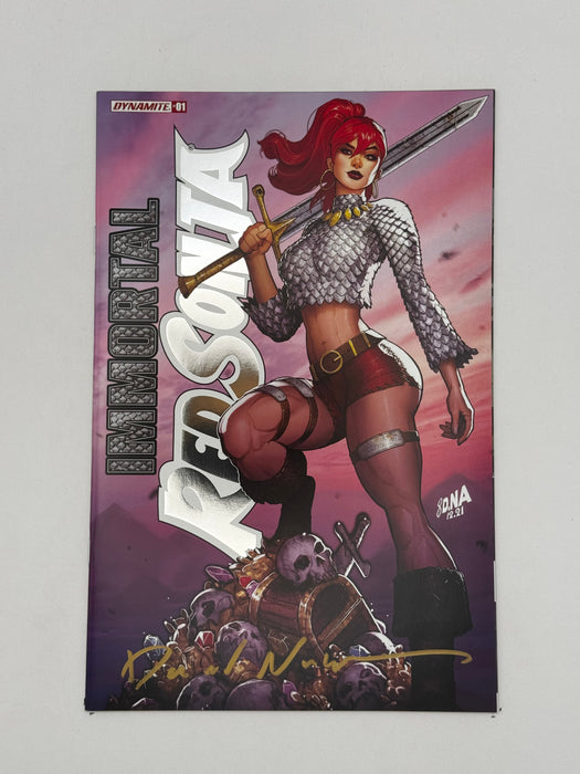 [SIGNED by David Nakayama] IMMORTAL RED SONJA #1 DAVID NAKAYAMA EXCLUSIVE FOIL STAMPED LOGO VAR (11/30/2022) - for just $40! 