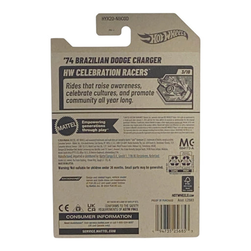 Hot Wheels '74 Brazilian Dodge Charger - International Woman's Day - Celebration Racers Series 3/10 - for just $1.79! 