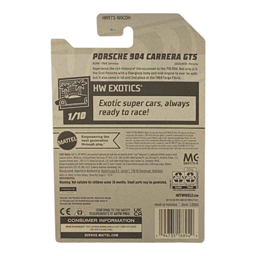 Hot Wheels Porsche 904 Carrera GTS - Exotics Series 1/10 - for just $1.79! 