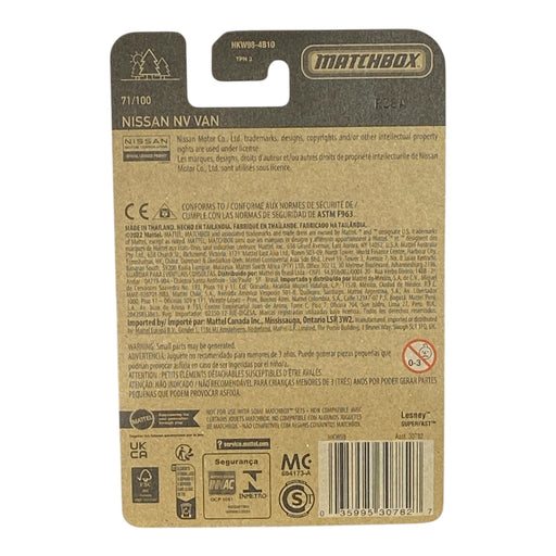 Matchbox Nissan NV Van - 70 Years Series 71/100 - for just $1.79! 