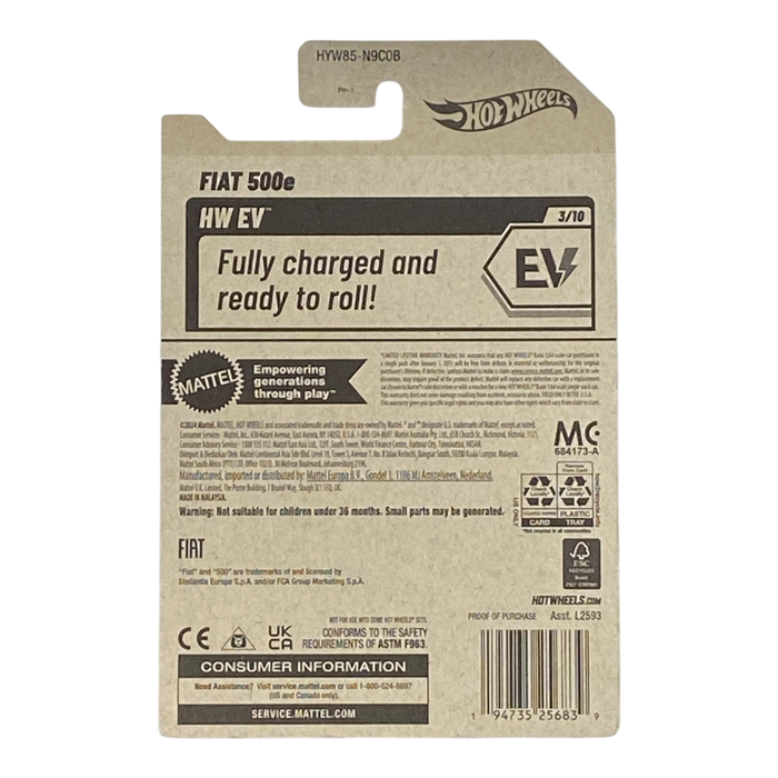 Hot Wheels Fiat 500e - HW EV Series 3/10 - for just $1.89! 