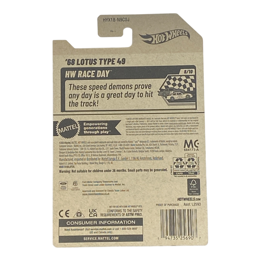 Hot Wheels ’68 Lotus Type 48 | Race Day Series 8/10 - for just $1.99! 