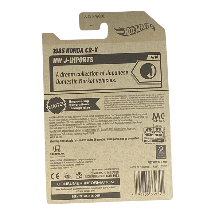 Hot Wheels 1985 Honda CR-X | J-Imports Series 4/10 - for just $1.99! 