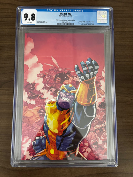 THANOS #13 5TH PTG UNKNOWN COMICS VIRGIN EXCLUSIVE CGC 9.8 BLUE LABEL[IN STOCK] - for just $100! 