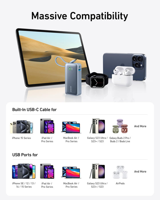 Anker Nano Power Bank (30W, Built-In USB-C Cable) - for just $43.49! 