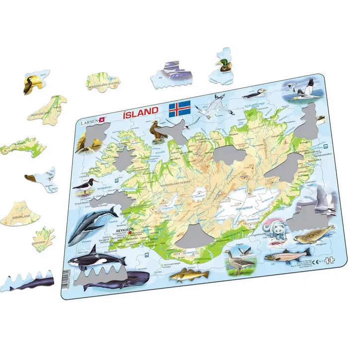 Iceland Map & Animals 81 Piece Tray Jigsaw Puzzle Larsen - for just $11.99! 
