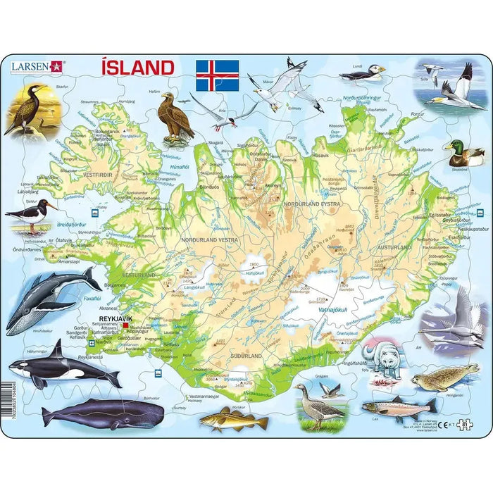 Iceland Map & Animals 81 Piece Tray Jigsaw Puzzle Larsen - for just $11.99! 